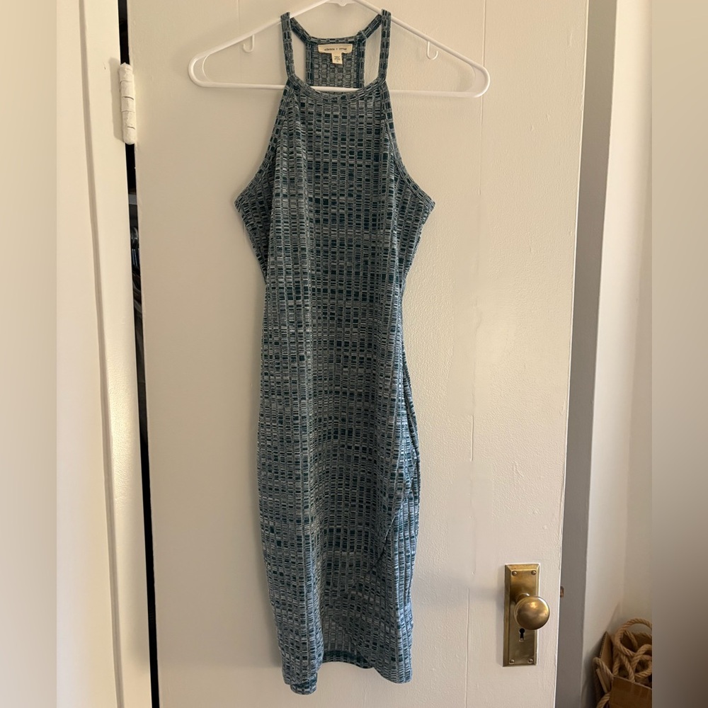 Silence + Noise green and White Sheath Midi Dress